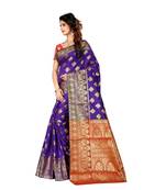 Purple woven Banarasi  saree with blouse