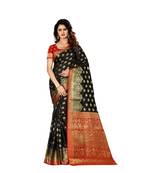 Black woven Banarasi  saree with blouse