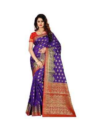 Purple woven Banarasi  saree with blouse 1