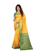 Yellow woven Banarasi  saree with blouse
