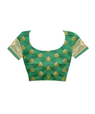 Yellow woven Banarasi  saree with blouse 4