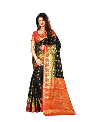Black woven Banarasi  saree with blouse 1