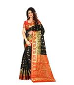 Black woven Banarasi  saree with blouse