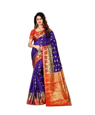 Purple woven Banarasi  saree with blouse 1