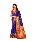 Purple woven Banarasi  saree with blouse