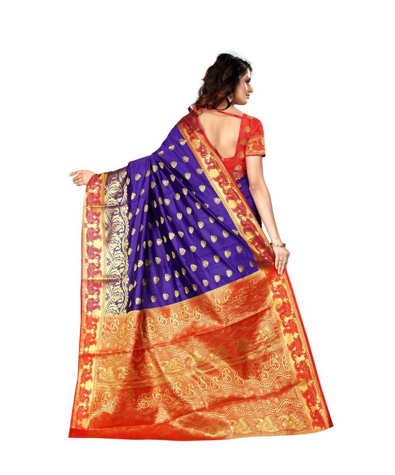 Purple woven Banarasi  saree with blouse