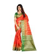 Red woven Banarasi  saree with blouse