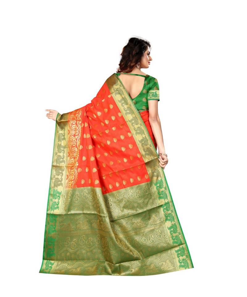 Red woven Banarasi  saree with blouse