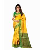 Yellow woven Banarasi  saree with blouse