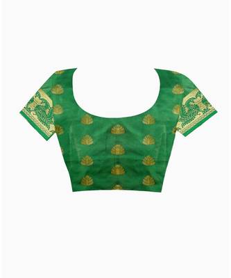 Yellow woven Banarasi  saree with blouse 4