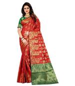 Red woven Banarasi  saree with blouse