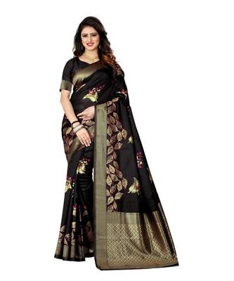 Black Woven Art Silk Saree With Blouse 1