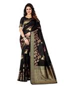 Black Woven Art Silk Saree With Blouse