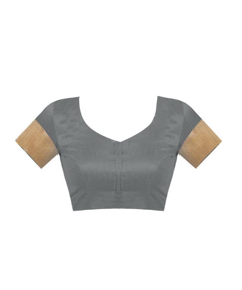 Grey Woven Art Silk Saree With Blouse