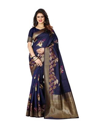 Blue Woven Art Silk Saree With Blouse 1