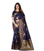 Blue Woven Art Silk Saree With Blouse