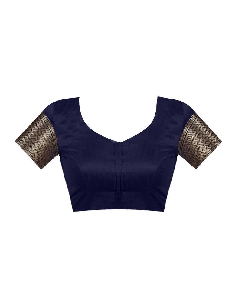 Blue Woven Art Silk Saree With Blouse