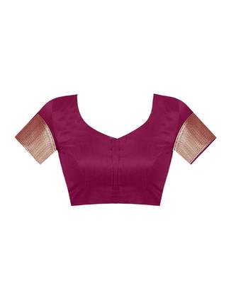 Wine Woven Art Silk Saree With Blouse 4
