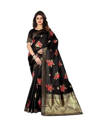 Black Woven Banarasi Saree With Blouse 1