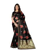 Black Woven Banarasi Saree With Blouse