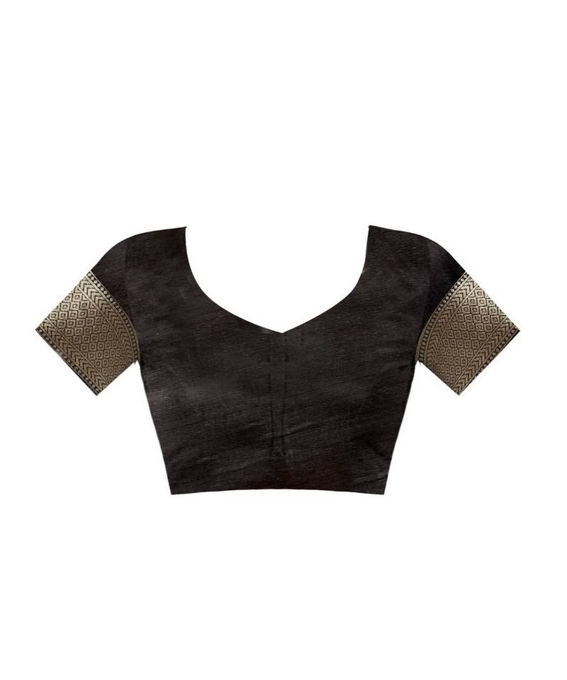 Black Woven Banarasi Saree With Blouse