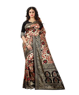 Black woven banarasi saree with blouse 1