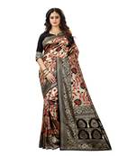 Black woven banarasi saree with blouse