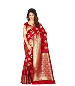 Red Woven Art Silk Saree With Blouse