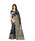 Blue Woven Art Silk Saree With Blouse