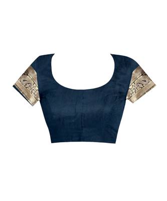 Blue Woven Art Silk Saree With Blouse 4