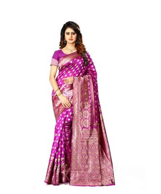 Magenta Woven Art Silk Saree With Blouse 1