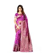 Magenta Woven Art Silk Saree With Blouse