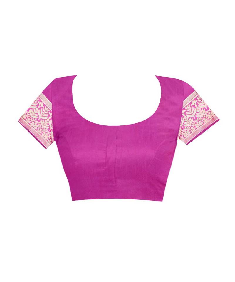 Magenta Woven Art Silk Saree With Blouse