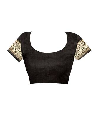 Black Woven Art Silk Saree With Blouse 4