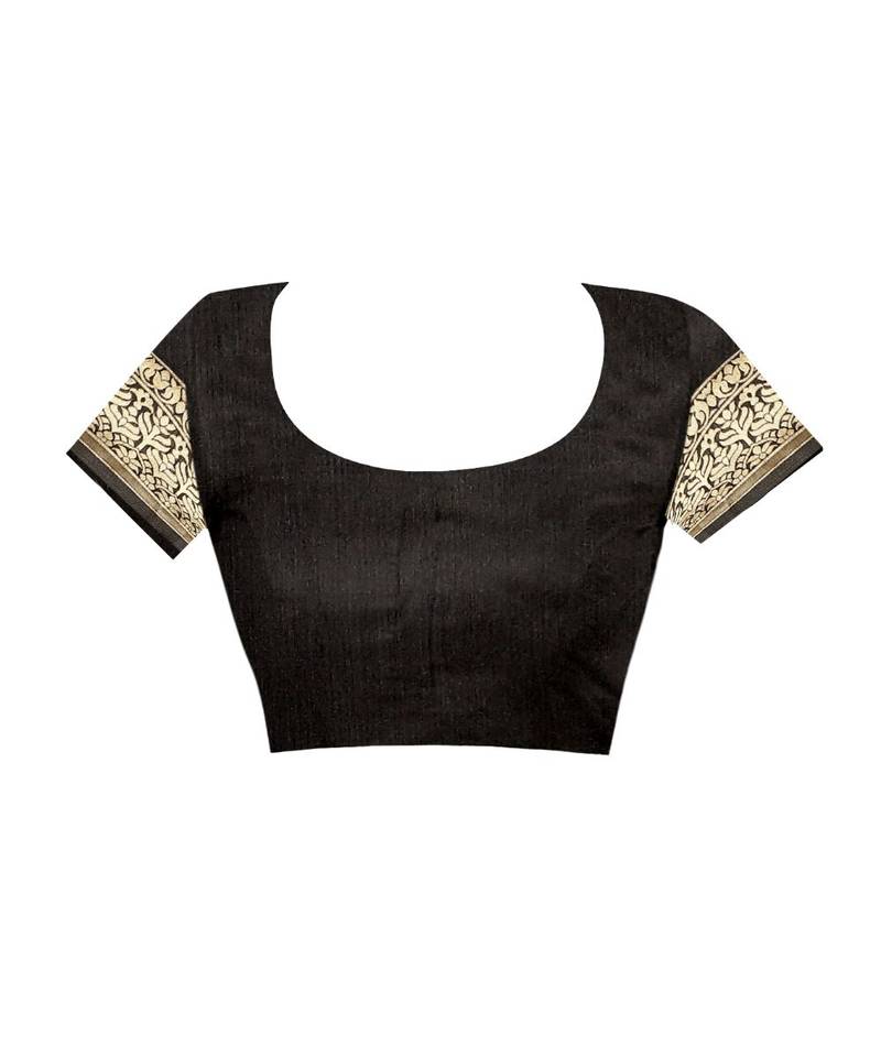 Black Woven Art Silk Saree With Blouse