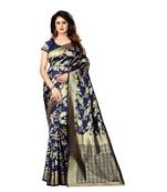 Blue Woven Art Silk Saree With Blouse