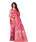 Magenta Woven Art Silk Saree With Blouse