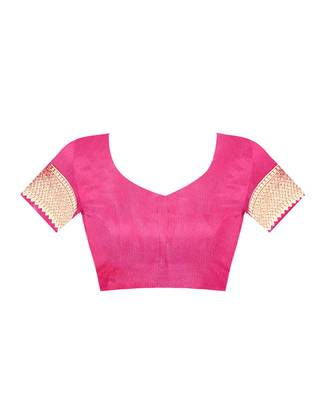 Magenta Woven Art Silk Saree With Blouse 4