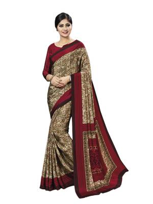 Multicolor printed silk blend saree with blouse 1