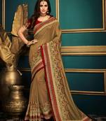 Chiku embroidered satin saree with blouse