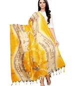 Yelllow Bhagalpuri Silk printed Womens Dupatta