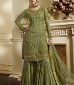 Green embroidered art silk salwar