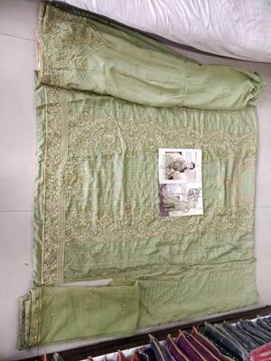 Green embroidered art silk salwar 2