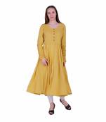 Yellow Plain Viscose Ethnic Kurti 