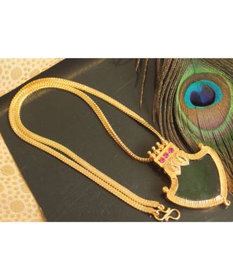 Beautiful Pink Green Palakka Designer Pendant 1