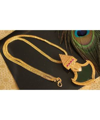 Beautiful Pink Green Palakka Designer Pendant 2