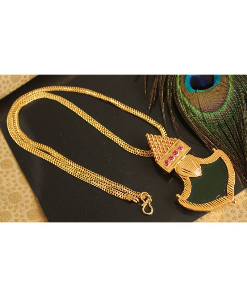 Beautiful Pink Green Palakka Designer Pendant