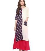 Purpal & White Printed Casual wear Kurti