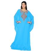 Sky Blue Georgette Embroidered Zari_Work Islamic Kaftans