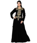Black Georgette Embroidered Zari_Work Islamic Kaftans